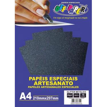 Imagem de Papel Glitter Metalizado A4 Preto 250g 10fls Off Paper