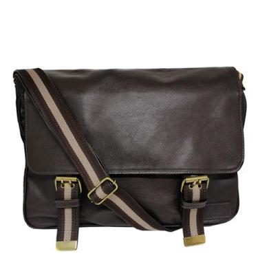 Imagem de Bolsa Carteiro Masculina de Couro Luigi, Marrom café
