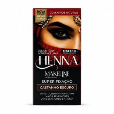 Imagem de Henna em Pó Sobrancelha Castanho Escuro Makeline Professional Super Fi