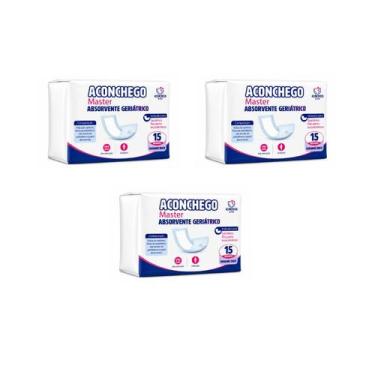 Imagem de KIT 3x Absorvente Geriátrico Aconchego Master 45 Unidades  Alta Absorç