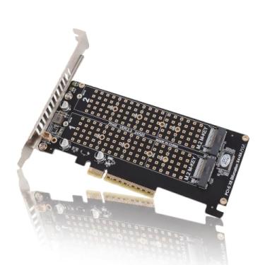 Imagem de Cartão adaptador duplo M.2 NVME PCIE 2 x 32Gbps Placa de expansão PCIE 3.0 PCIE 4.0 X16, M.2 SSD PCIE X8 M Key Hard Drive Converter Reader Express Adapter (ph45)