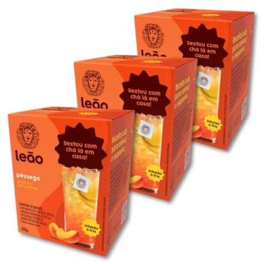 Imagem de Chá Leão para Drinks Sabor Pêssego Kit 3 Caixas 30 Sachês