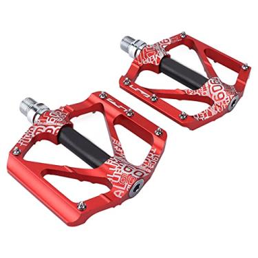 Imagem de Pedal de bicicleta de mountain bike, pedal de liga de alumínio de um par Ultra leve para bicicleta de estrada para mountain bike(vermelho)