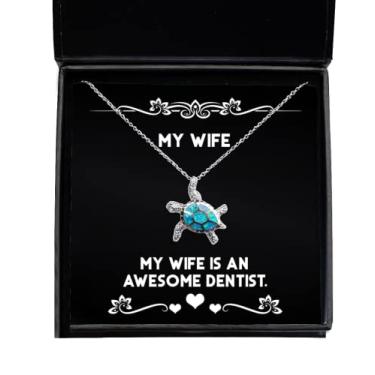 Imagem de Presentes de sarcasmo para esposa, My Wife is an Awesome Dentist, Dia dos Namorados Colar de tartaruga opala para esposa