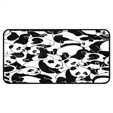 Imagem de Tapetes de cozinha com estampa de panda e preto, branco, tapete antiderrapante, tapete de cozinha, lavável, para cozinha, chão, casa, escritório, lavatório, 182,88 x 61,04 cm