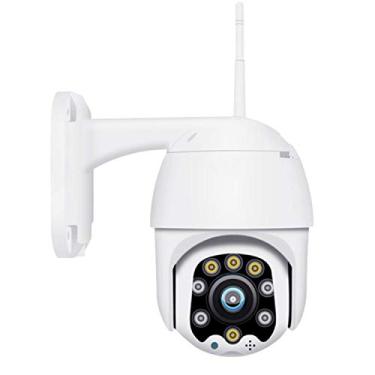 Imagem de PTZ externa (zoom óptico 4X) Câmera de segurança HD 1080P WiFi - Pan Tilt Câmera IP sem fio com visão noturna de até 50 m, IP66 à prova de intempéries, cartão 64G TF e armazenamento em nuvem