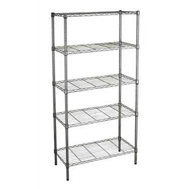 Imagem de Estante de Aço 5 Prateleiras- Cromada Aramada 90x35x180cm- Cromada - Cód. 9527
