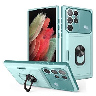 Imagem de Capa de telefone de armadura de slot para cartão de carteira deslizante para samsung galaxy s22 ultra s22 plus a72 a53 a52 a32 a12 capa de anel magnético à prova de choque, t5, para samsung s22ultra