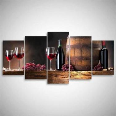 Imagem de Quadro Decorativo Vinho Adegas Mdf 115X60Cm 5 Peças