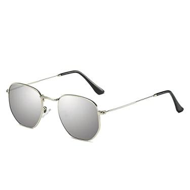 Imagem de Clássico óculos de sol polarizados masculinos retro reflexivo óculos de sol feminino quadrado armação de metal óculos gafas lunette de soleil femme, prata c06 prata, china