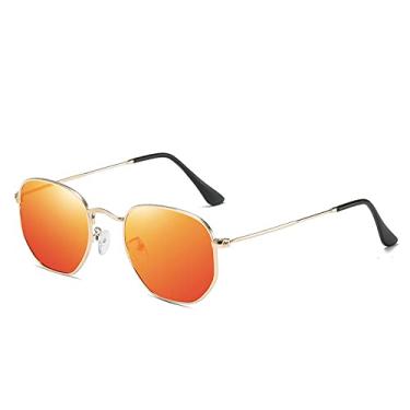 Imagem de Óculos de sol clássico polarizado masculino retro reflexivo óculos de sol feminino quadrado armação de metal óculos gafas lunette de soleil feminino, c07 ouro vermelho, china