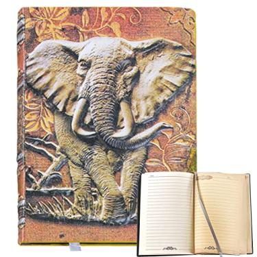 Imagem de Caderno de escrita de diário com elefante - Elefante de PU rústico à prova d'água em relevo Caderno Presente para Professores, Estudantes, Poetas - Bloco de notas de capa dura de negócios Sritob