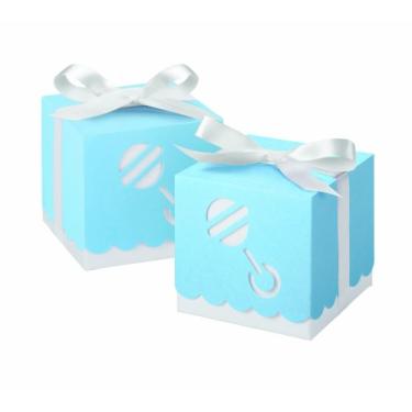 Imagem de Wilton Blue Die Cut Chocalho Square Box Favor Kit de lembrancinhas, 25 unidades