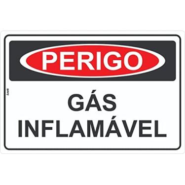 Imagem de Placa Sinalização Perigo Gás Inflamável Tamanho 20X30CM