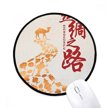Imagem de DIYthinker Poster Camel Desert Journey Silk Road Map Mouse Pad Desktop Office Tapete Redondo para Computador