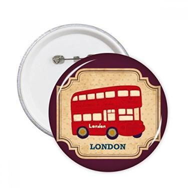 Imagem de Emblema de ônibus de dois andares Reino Unido Londres Pinos redondos Emblema de botão Decoração 5 peças