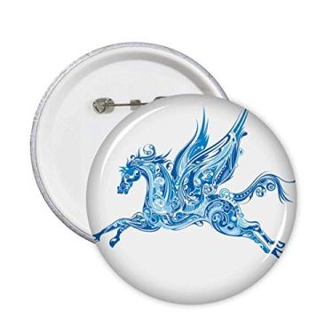 Imagem de Emblema de arte animal com asas de cavalo azul, broches de grãos, emblema, acessório, decoração, 5 peças