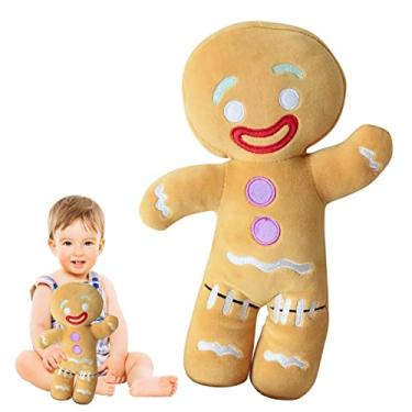 Imagem de 50cm Gingerbread Man Pelúcia Biscoito Shrek Brinquedos | Boneca Homem-Biscoito | Pelúcia Anime | Linda Almofada para Dormir Decoração Natal Casa Boneca Recheada e Macia