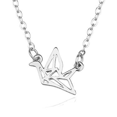 Imagem de CNBPIC Simples Origami Guindaste Colar Oco Liga Pingente Joalheria Presentes