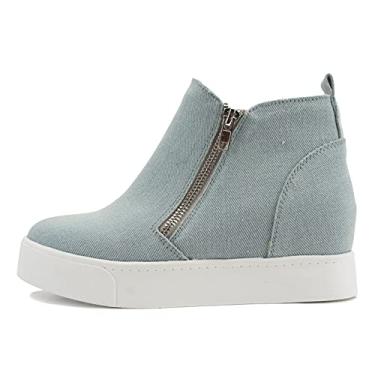 Imagem de Soda Taylor Botas Plataforma Escondidas com Zíper Lateral, Jeans azul claro, 8