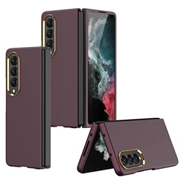 Imagem de Capa de telefone de luxo para Samsung Galaxy Z Fold 4 5G Fold4 Capa de pele ultrafina e confortável para Galaxy Z Fold 4 zfold4,04, Claret, para Galaxy Z Fold 4