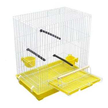 Imagem de Gaiola e Transporte para Calopsita, Periquito e Pássaros Mansos Amarela