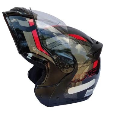 Imagem de Capacete Moto Mixs Gladiator Delta Articulado Escamoteável Robocop Motociclista Motoqueiro Vermelho 56