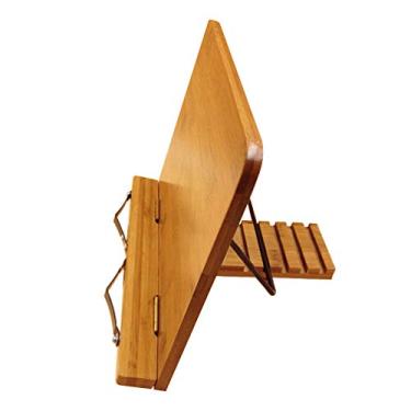 Imagem de STOBOK Suporte para livros, mesa de leitura, com bandeja, ajustável, dobrável, suporte de madeira para documentos