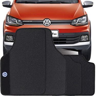 Imagem de Jogo de Tapete Borracha Pvc Universal Volkswagen CrossFox 2015 16 17 18 19 Preto Bordado Carpete Antiderrapante Impermeável