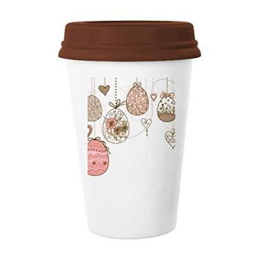 Imagem de Caneca de ovo colorida para pendurar na Páscoa da Religião Rosa Fofa Caneca de café Copo de cerâmica