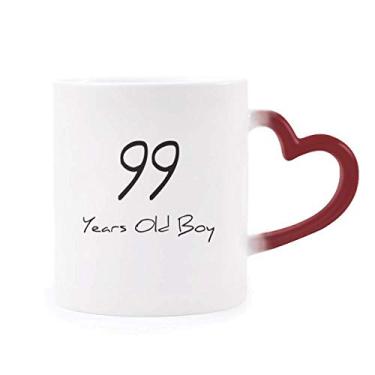 Imagem de Caneca sensível ao calor 99 anos Boy Age Longevity vermelha muda de cor