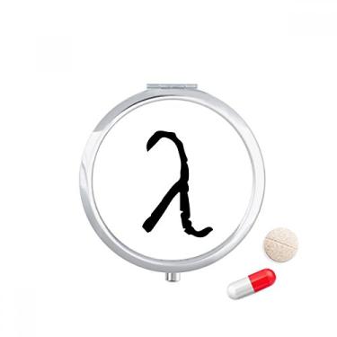 Imagem de Porta-comprimidos com silhueta preta de lambda do alfabeto grego, dispensador de remédios