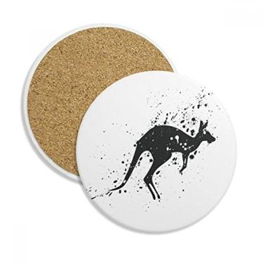 Imagem de Canguru mexicano Caneca simples preta e branca com proteção de mesa Pedra absorvente