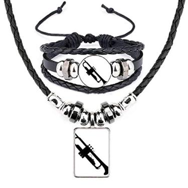 Imagem de Conjunto de joias de pulseira de couro com sons de vitalidade de música clássica com chifre