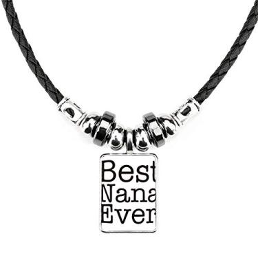 Imagem de DIYthinker Best Ever Colar com letras inglesas padrão presente joia torque pingente de corda de couro