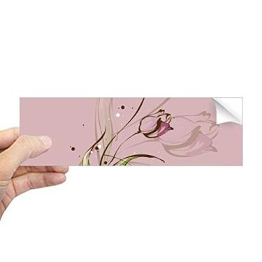 Imagem de DIYthinker Adesivo retangular de tulipa pintado à mão com flores rosa para janela de notebook