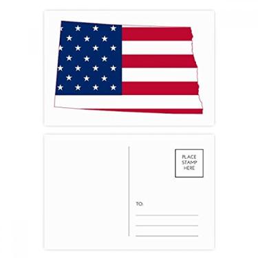 Imagem de Dakota do Norte EUA Mapa Estrelas Listras Bandeira Formato Cartão Postal Cartão Cartão Cartão de Felicitação de Aniversário