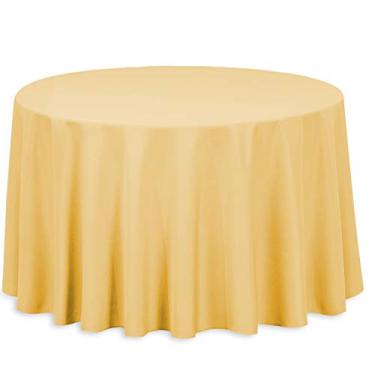 Imagem de LinenTablecloth Toalha de mesa redonda de poliéster, 227 cm, dourado