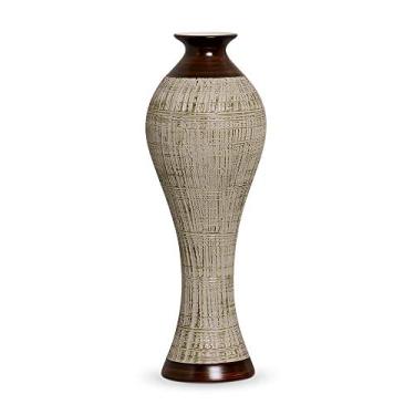Imagem de Vaso Califórnia G Decoração em Cerâmica Marrom E Palha Ganash