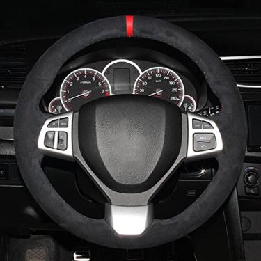 Imagem de LAYGU Cobertura de volante de costura de camurça de carro, para Suzuki Swift Sport 2012 2013-2017 Vitara S 2016-2019 Acessórios