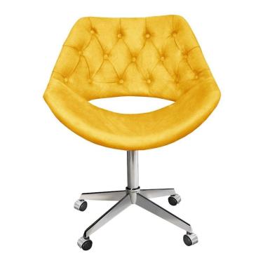 Imagem de Poltrona Decorativa Escritório Sofia Capitonê com Rodinhas