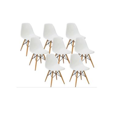 Imagem de Kit com 8 Cadeiras Charles Eames Eiffel Branca
