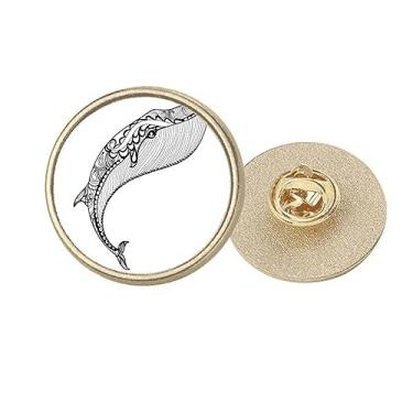 Imagem de Baleia Azul Big Strong Art Deco Fashion Redondo Metal Dourado Broche Clip, Medium, não aplicar