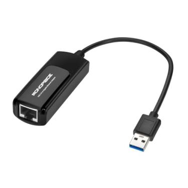 Imagem de Monoprice Adaptador USB 3.0 para Gigabit Ethernet, suporta conexões de 10/100/1000 Mbps, Plug-N-Play, compatível com sistemas Windows, MacOS, Linux e Android