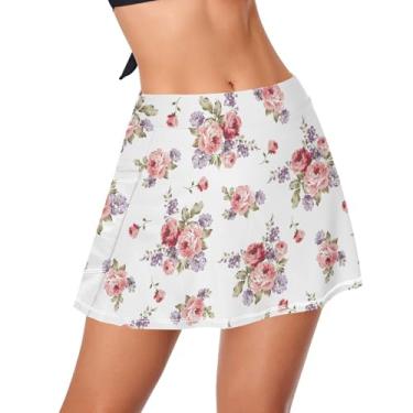 Imagem de junzan Flower Element Saia de banho feminina cintura alta roupa de banho saia de praia com bolso, Elemento de flor, M