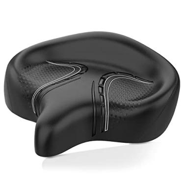Imagem de Selim de bicicleta grande BLUEWIND, design de encosto largo para bicicleta elétrica, ajuste universal para ergométrica ou almofada de assento para bicicleta ergométrica, homens e mulheres (preto)