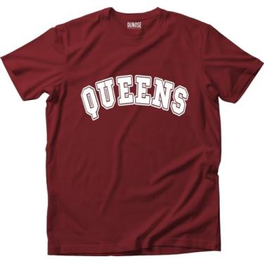 Imagem de Camiseta Algodão Masculina New York City Queens Tamanho:G;Cor:Vinho