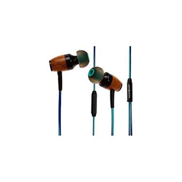 Imagem de Symphonized DRM Fones de ouvido intra-auriculares de madeira premium com isolamento de ruído com microfone (verde/azul)