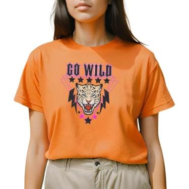 Imagem de Camiseta Feminina T-shirt Onça Blusinha Plus Size Camisa Tigre GuGi CF01-003 (Laranja, G)
