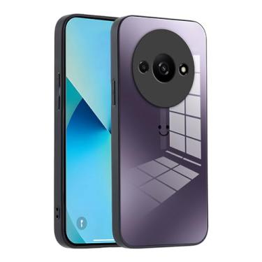 Imagem de XINYEXIN Capa de telefone de vidro gradiente para Xiaomi Redmi A3 - proteção fina, amortecedor de silicone macio, à prova de choque e resistente a arranhões - roxa